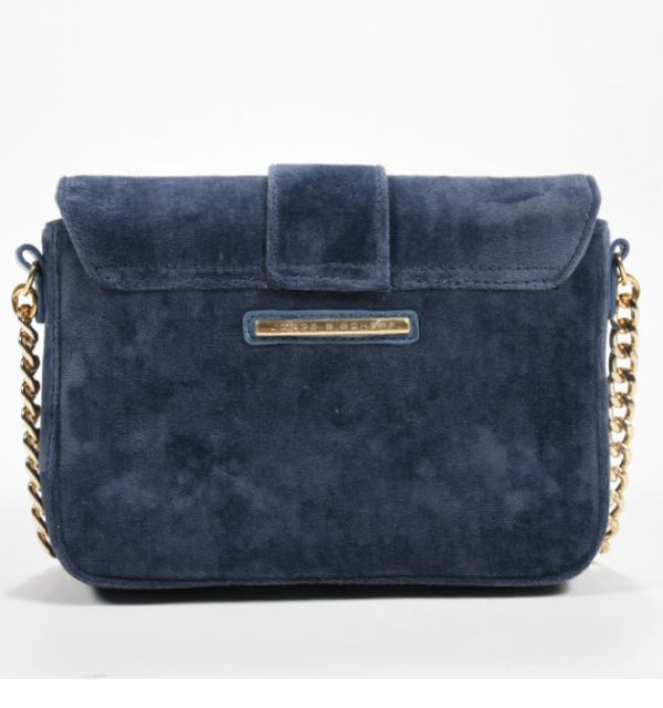 Blue Horizon/ Black Metallic Crossbody Bag with Stones