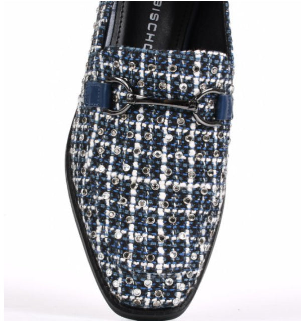 Loafer Navy Blue Hotfix Tweed Bridle