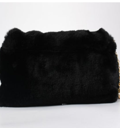 Black Faux Fur Crossbody Bag