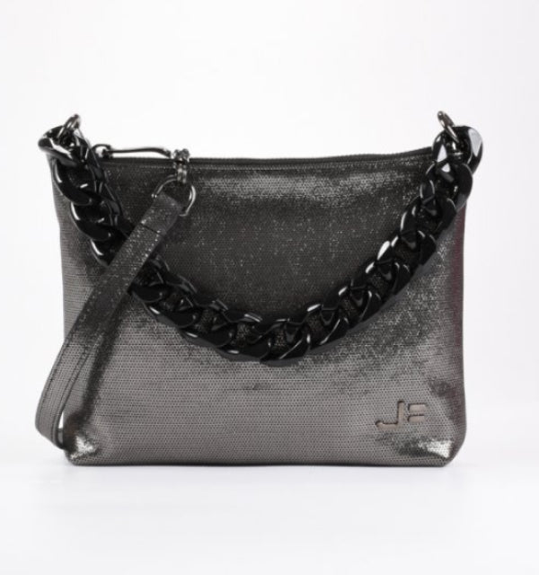 Hobo Bag Gold/Black Metallic Chain Leather Mesh