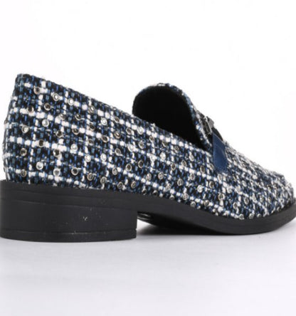 Loafer Navy Blue Hotfix Tweed Bridle