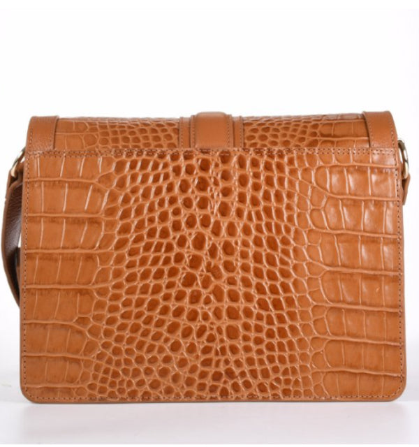 Caramel Textured Leather Shoulder Bag