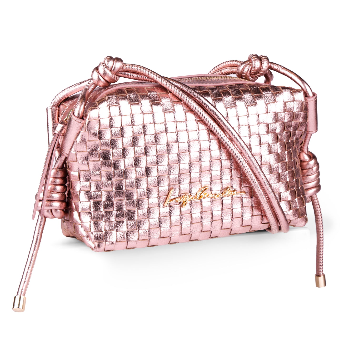 Bolso Basket Metal Piel Nude/Rosa/Marrón