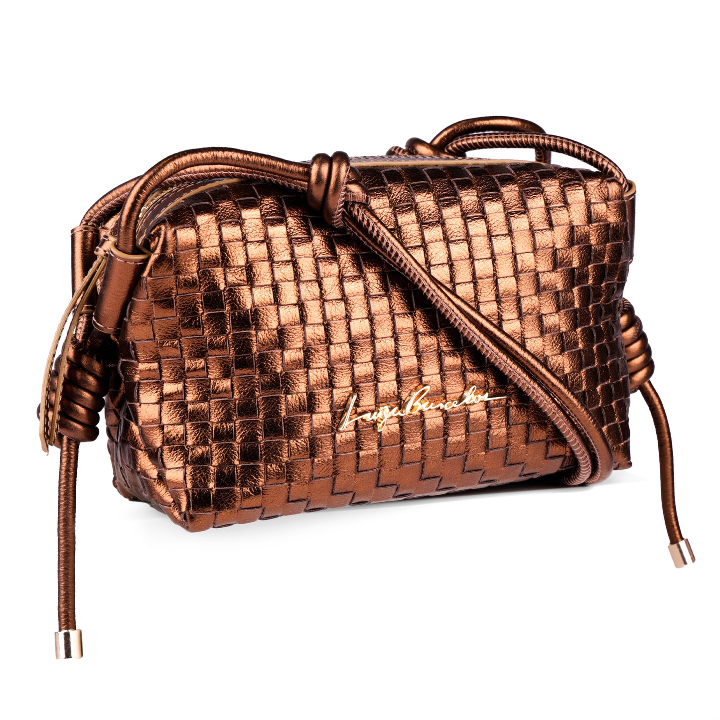 Bolso Basket Metal Piel Nude/Rosa/Marrón