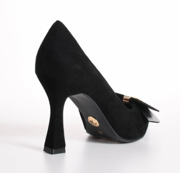 Nude Leather/ Black Suede Bow Scarpin 