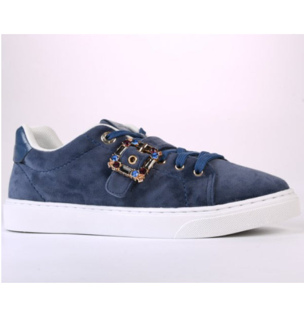 Blue Horizon Sneakers with Velvet Leather Stones