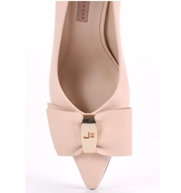 Nude Leather/ Black Suede Bow Scarpin 