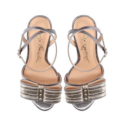 Bicolor Metallic Lead High Heel Sandal