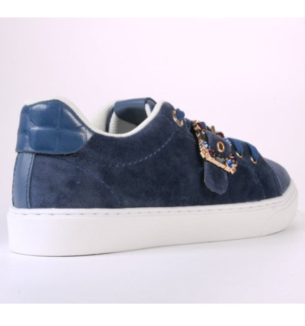 Blue Horizon Sneakers with Velvet Leather Stones