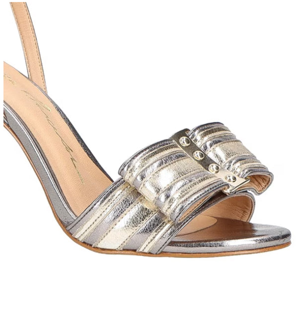 Bicolor Metallic Lead High Heel Sandal