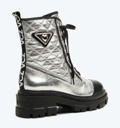 Broadway metallic Powder Silver Boots Black Veneto