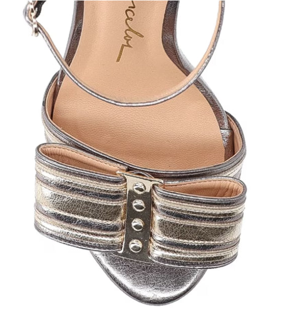 Bicolor Metallic Lead High Heel Sandal